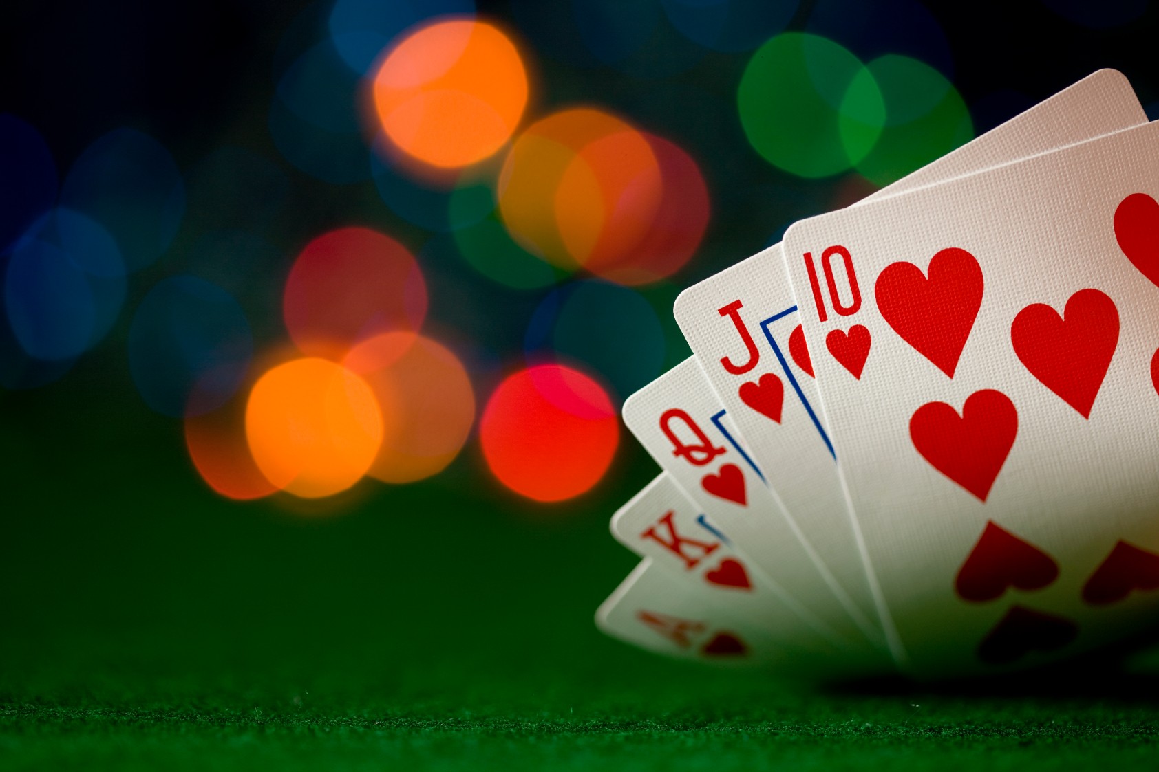 Royal flush on poker table