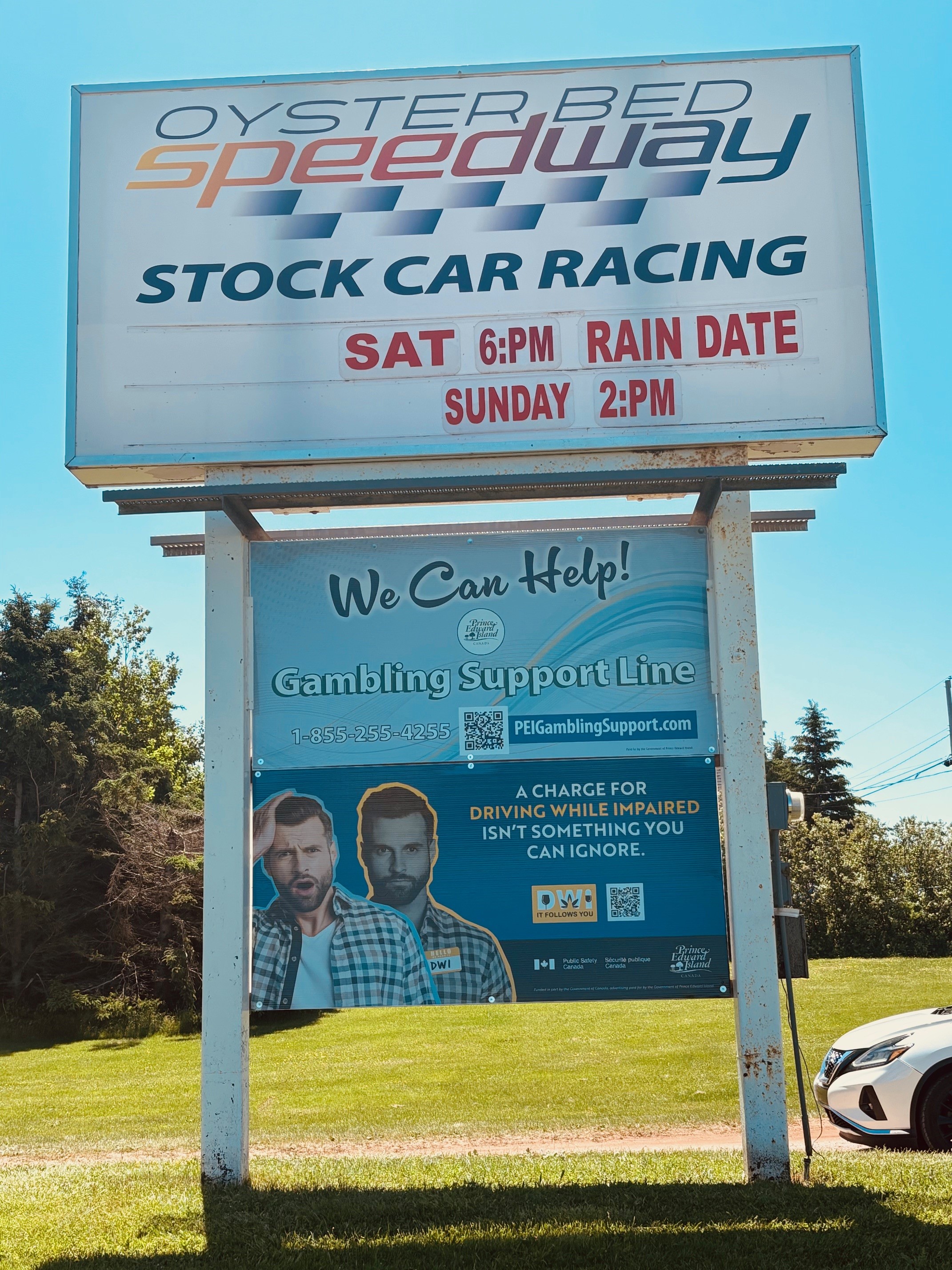 Oyster Bed Speedway sign